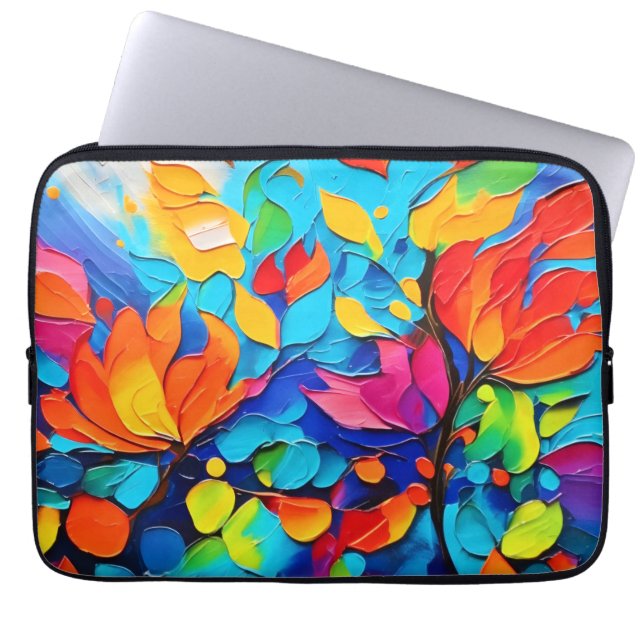 Levendig Floral Symphony Painting Laptop Sleeve (Voorkant)