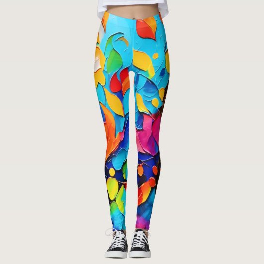 Levendig Floral Symphony Painting Leggings (Voorkant)