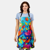 Levendig Floral Symphony Painting Schort (Gedragen)