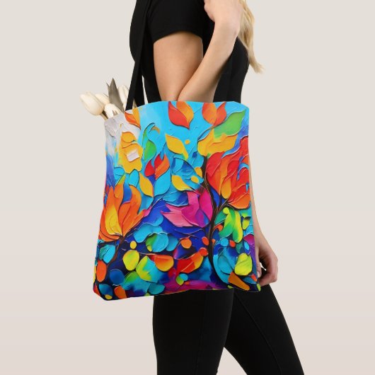 Levendig Floral Symphony Painting Tote Bag (Dichtbij)