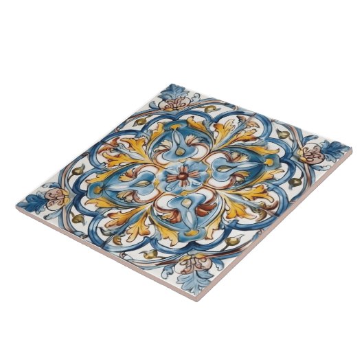 Levendig Floral Tegel ontwerp Tegeltje (Zijkant)