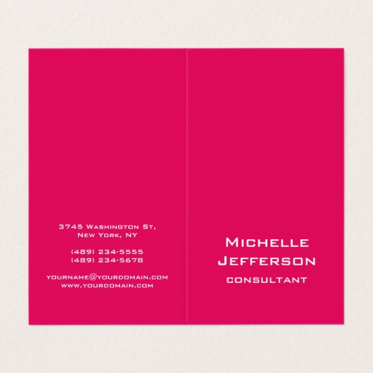 Levendig framboos rozeachtig rood modern stijlvol  visitekaartje (Buitenkant ongevouwen)