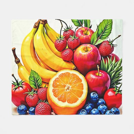 Levendig Fresh Fruit Delight-ontwerp Fleece Deken (Voorkant (Horizontaal))