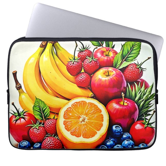 Levendig Fresh Fruit Delight-ontwerp Laptop Sleeve (Voorkant)