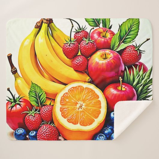 Levendig Fresh Fruit Delight-ontwerp Sherpa Deken (Voorkant (horizontaal))