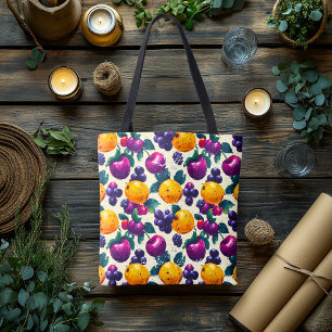 Levendig fruit met druiven, appels en Sinaasappels Tote Bag
