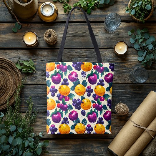 Levendig fruit met druiven, appels en Sinaasappels Tote Bag