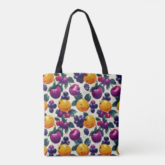 Levendig fruit met druiven, appels en Sinaasappels Tote Bag (Achterkant)