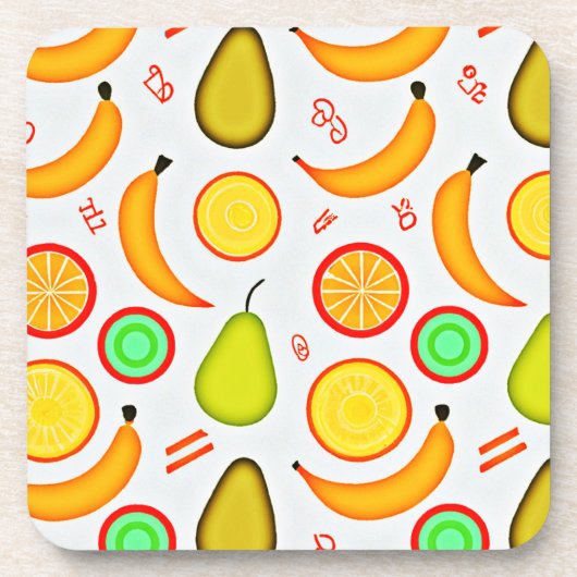 Levendig fruitig caleidoscooppatroon bier onderzetter (Voorkant)