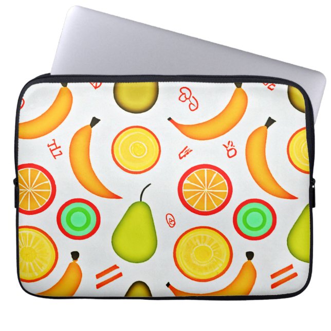 Levendig fruitig caleidoscooppatroon laptop sleeve (Voorkant)