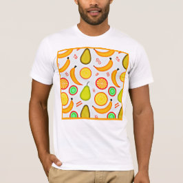 Levendig fruitig caleidoscooppatroon t-shirt