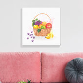 Levendig Fruitmand Watercolor Kunst Canvas Afdruk (Insitu (Woonkamer))