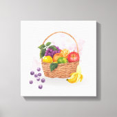 Levendig Fruitmand Watercolor Kunst Canvas Afdruk (Voorkant)