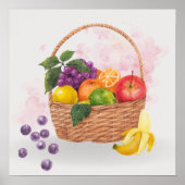 Levendig Fruitmand Watercolor Kunst Poster (Voorkant)