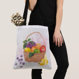 Levendig Fruitmand Watercolor Kunst Tote Bag