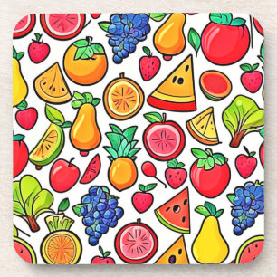 Levendig fruitpatroon bier onderzetter