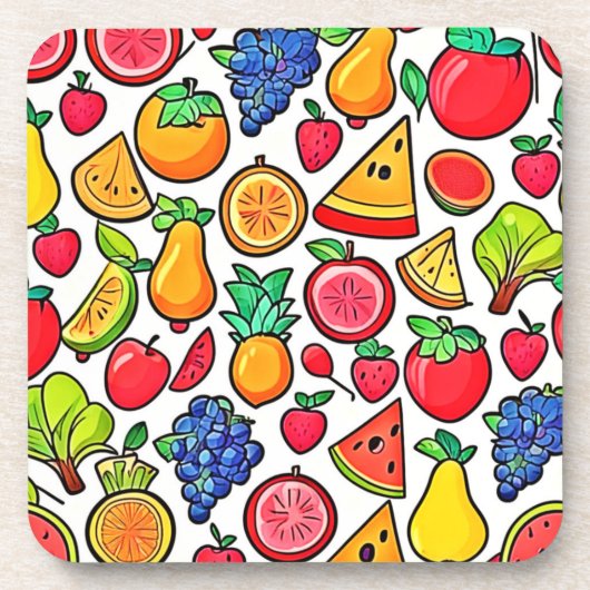 Levendig fruitpatroon bier onderzetter (Voorkant)