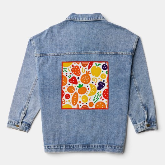 Levendig fruitpatroon denim jacket (Achterkant)