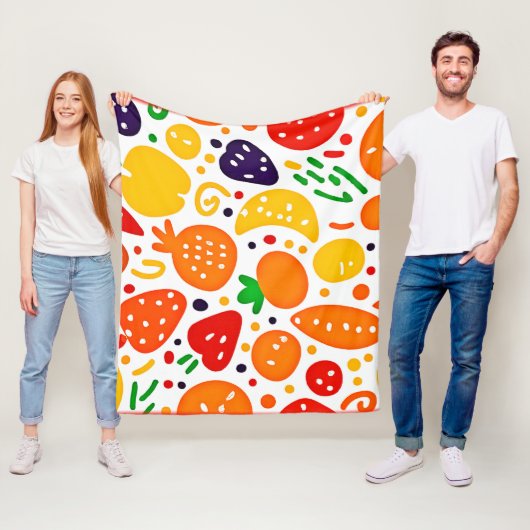Levendig fruitpatroon fleece deken (In situ)