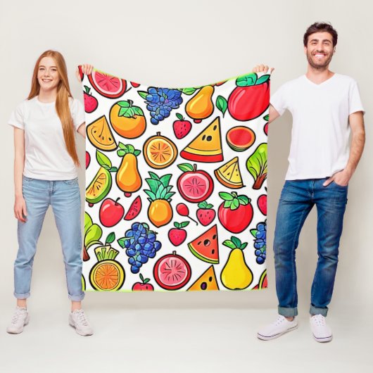 Levendig fruitpatroon fleece deken (In situ)