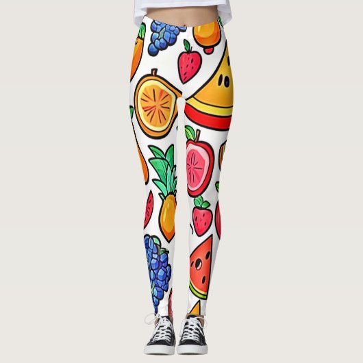 Levendig fruitpatroon leggings (Voorkant)