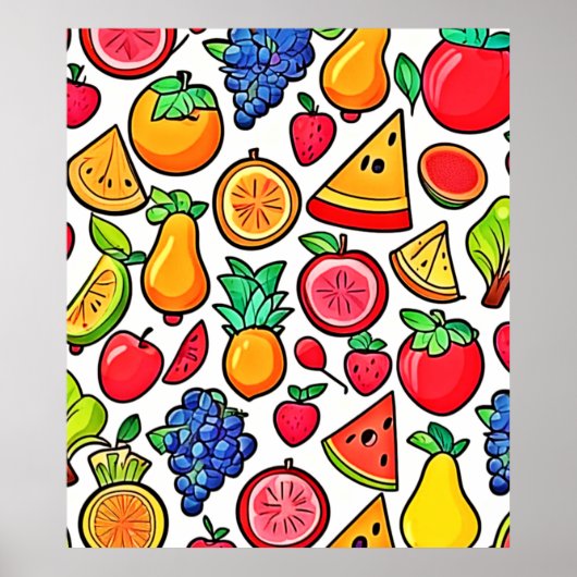 Levendig fruitpatroon poster (Voorkant)
