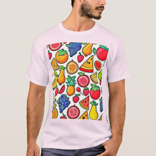 Levendig fruitpatroon t-shirt