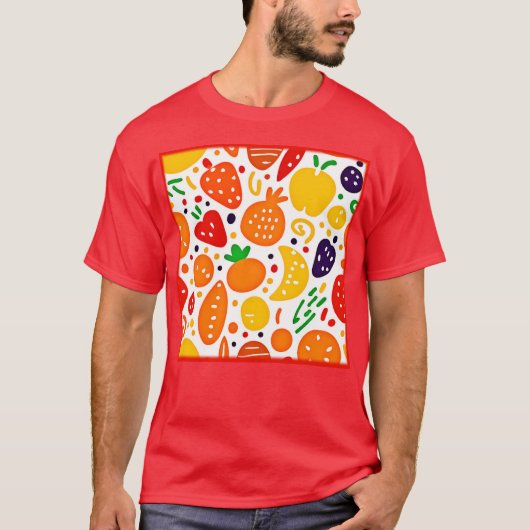 Levendig fruitpatroon t-shirt (Voorkant)
