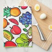 Levendig fruitpatroon theedoek (Quarter Fold)