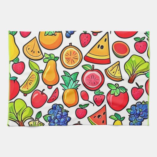 Levendig fruitpatroon theedoek (Horizontaal)