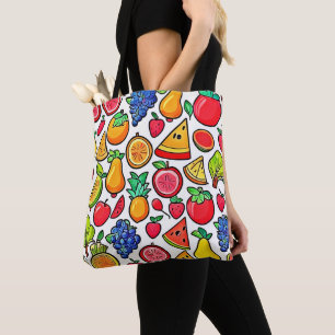 Levendig fruitpatroon tote bag