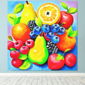 Levendig fruitstilleven canvas afdruk (Insitu (Houten vloer))