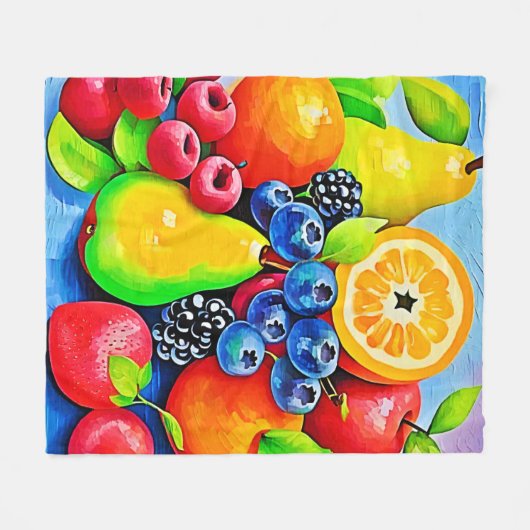 Levendig fruitstilleven fleece deken (Voorkant (Horizontaal))