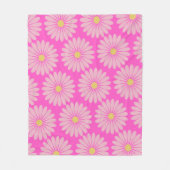 Levendig Fun Retro Helder Roze Daisy Bloemenpatroo Fleece Deken (Voorkant)