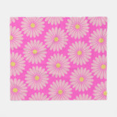 Levendig Fun Retro Helder Roze Daisy Bloemenpatroo Fleece Deken (Voorkant (Horizontaal))