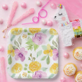 Levendig Fun Waterverf Bloementuin Bloementuin Gir Papieren Bordje (Feest)