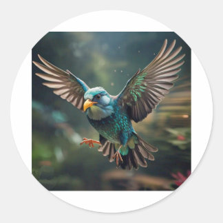 Levendig geanimeerd vogel Tattoo ontwerp Ronde Sticker