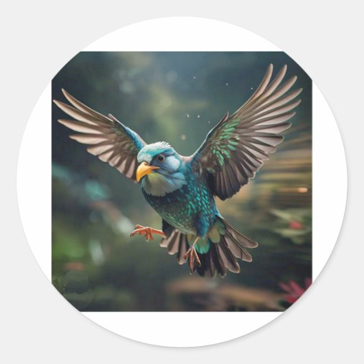 Levendig geanimeerd vogel Tattoo ontwerp Ronde Sticker (Voorkant)