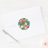 Levendig gebladerte granaatappel ronde sticker (Envelop)