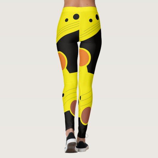 Levendig geel Abstract patroon Leggings (Achterkant)