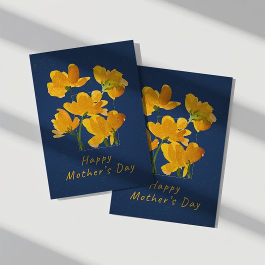 Levendig Geel Bloemmotief Moederdag Kaart