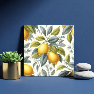 Levendig Geel Citroen en Blauw Aquarel Botanisch Tegeltje