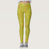 Levendig geel cyclisch chaospatroon leggings (Voorkant)