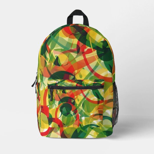 Levendig geel en groen Abstracte moderne kunststij Bedrukte Rugzak (Voorkant)