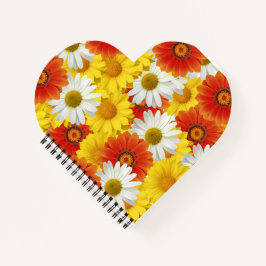 Levendig geel en Oranje Daisy Pattern Notitieboek