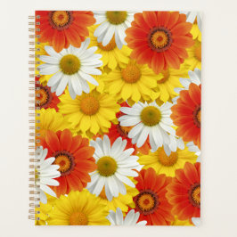 Levendig geel en Oranje Daisy Pattern Planner