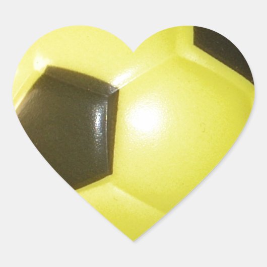 Levendig Geel en Zwart Football (Voetbal) Art Hart Sticker (Voorkant)