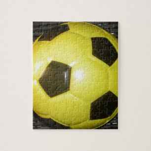 Levendig Geel en Zwart Football (Voetbal) Art Legpuzzel
