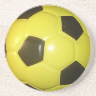 Levendig Geel en Zwart Football (Voetbal) Art Zandsteen Onderzetter