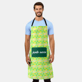 Levendig geel & groen geometrisch kruispatroon schort (Gedragen)